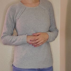 Sonoma M grey gray cabl knit Henley sweater